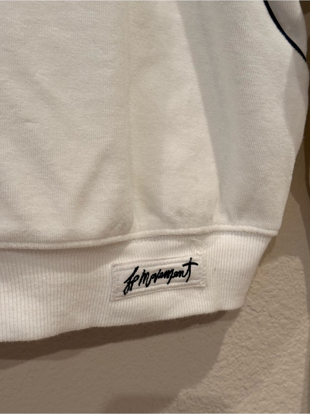 Free People FP Movement White Cropped Sweatshirt XS Black Piping - Picture 4 of 6